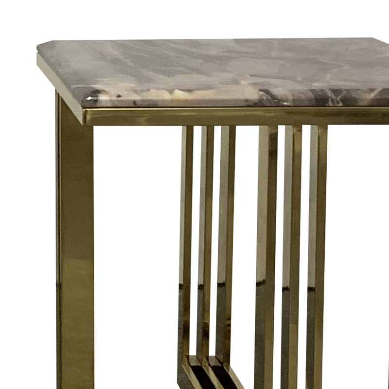 Daisy Square Shape with Faux Marble Top Lamp Table Electroplating Titanium Gold