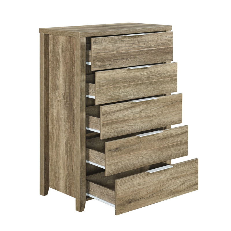 Cielo Natural Wood Like MDF 5 Drawers Tallboy in Multiple Colour