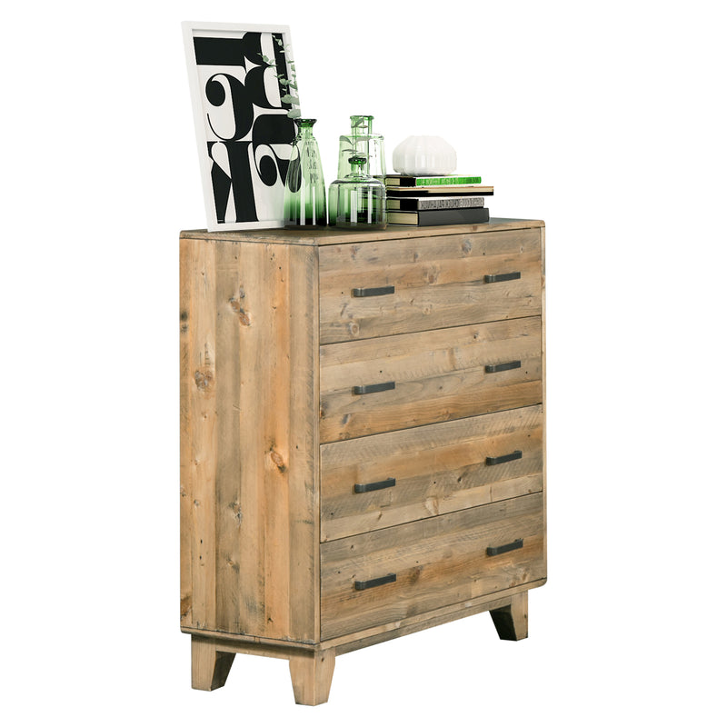 Woodland Rustic Texture 4 Drawers Tallboy In Solid Pine Timber