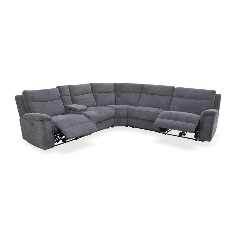 Harley Large Sectional Corner Modular Lounge Suite in Fabric with Electric Recliner