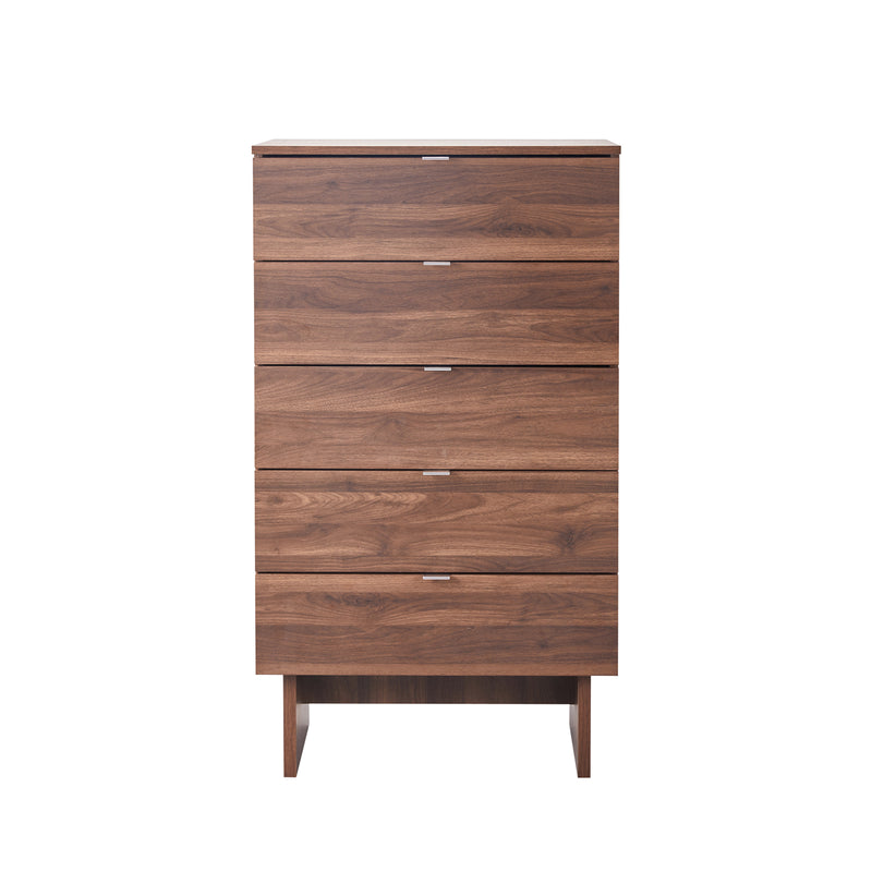 Myles MDF Board Tallboy with Melamine Finishing 5 Drawers Slim Metal Handles