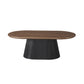 Nova Coffee Table with Walnut Veneer Top & Black Fluted Pedestal Base