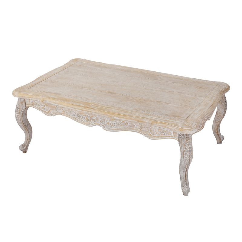 Lille Oak Wood Plywood Veneer White Washed Finish Coffee Table