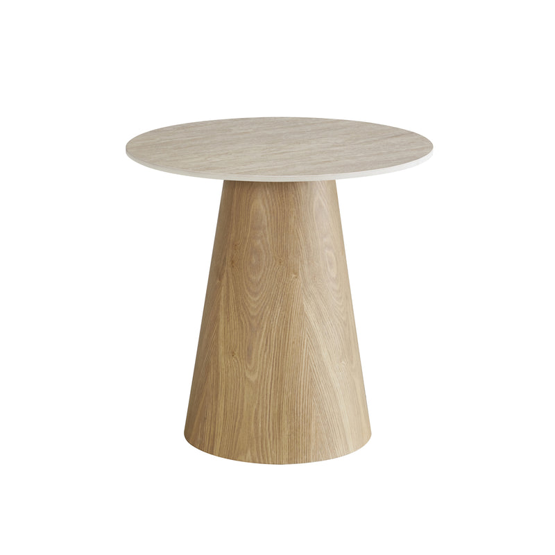 Astoria Round Coffee Table with Sintered Stone Top & Oak Veneer Pedestal Base