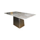 Ashley Dining Table Sintered Stone Mosaic Style Top Light Grey colour Sturdy Base with Carbon Steel Glossy