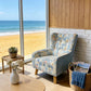 Dhalia Blue Tufted Armchair with Solid Wood Leg