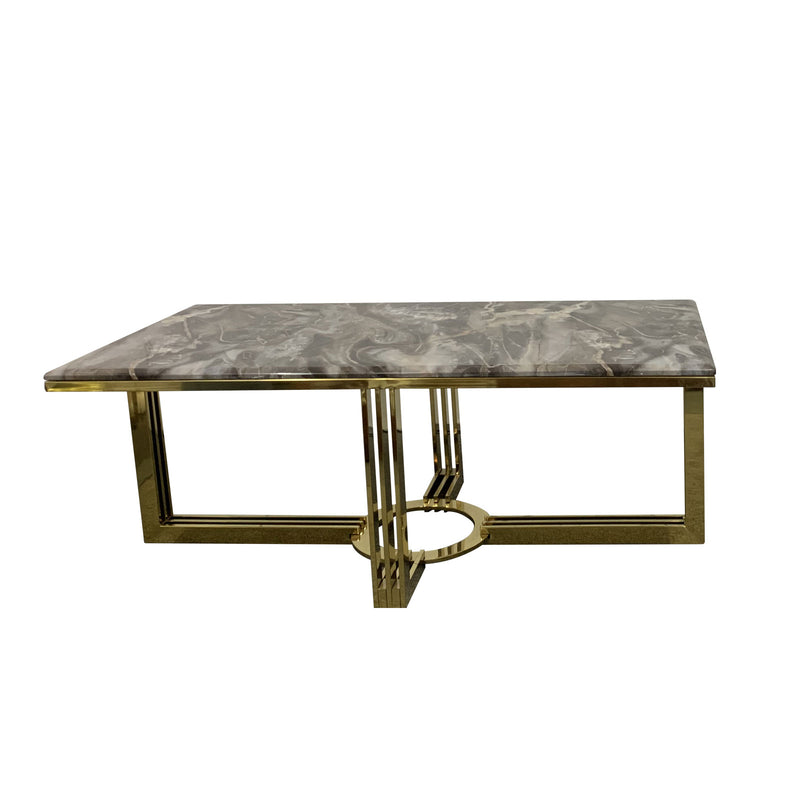 Daisy Coffee Table Marble Mosaic Style Top Sturdy Feet Stainless Gold