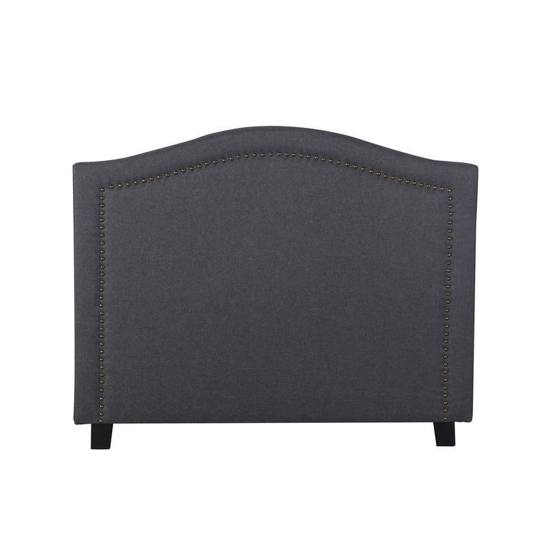 Carla Queen Charcoal Headboard with Curved Shape & Metal Studs