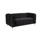 Jacques 3+2+1 Seater Sofa Button Tufted Velvet Fabric with Metal Legs in Black/Grey