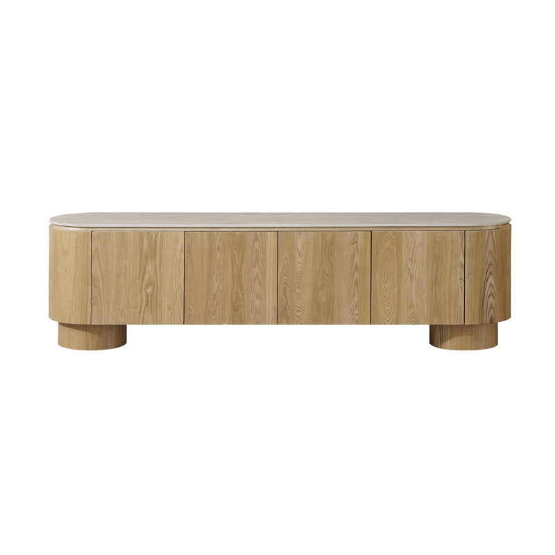 Astoria TV Cabinet with Sintered Stone Top & Oak Veneer Finish