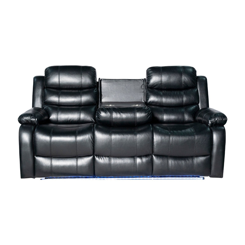 Chelsea 3R+1R+1R Seater Leatherette Recliner Console & LED Lights