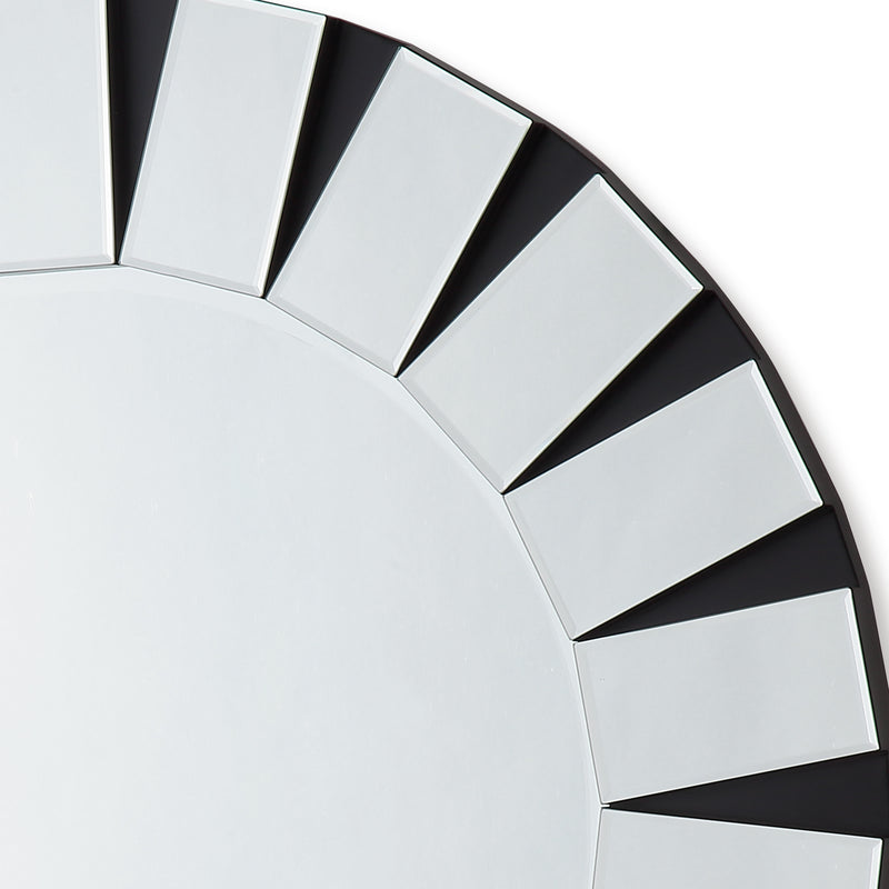 Angel Wall Mirror MDF Round Shape Combination of Black & Silver Colour