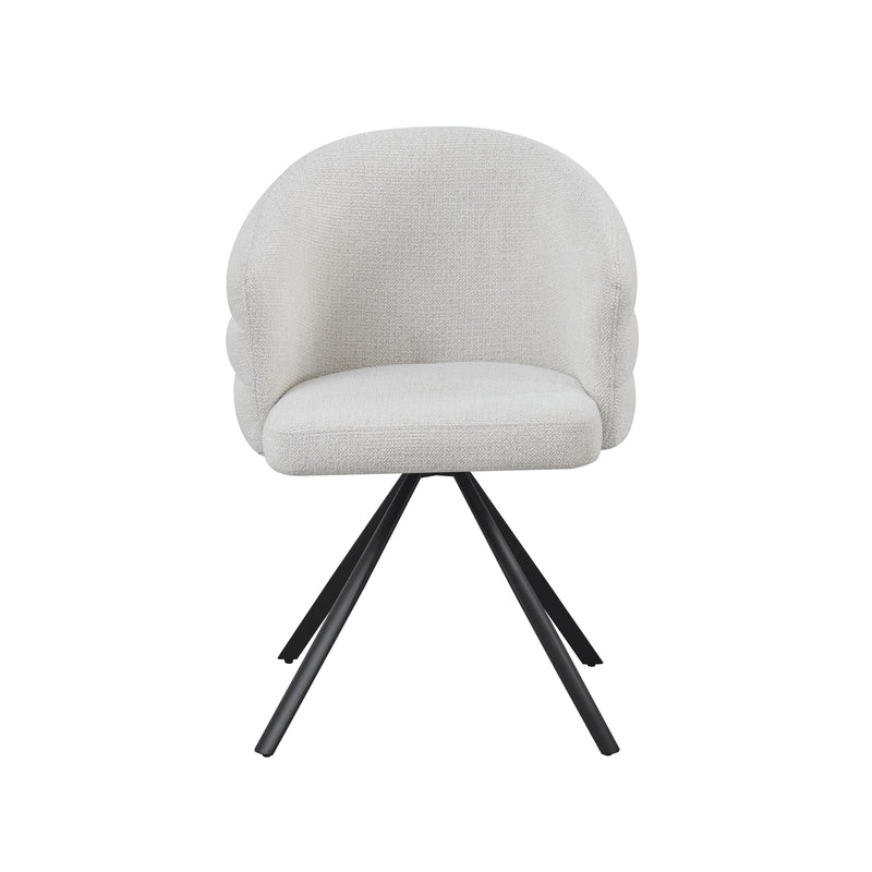 Beck 2x Linen Swivel Dining Chair with Curved Back Design in Beige