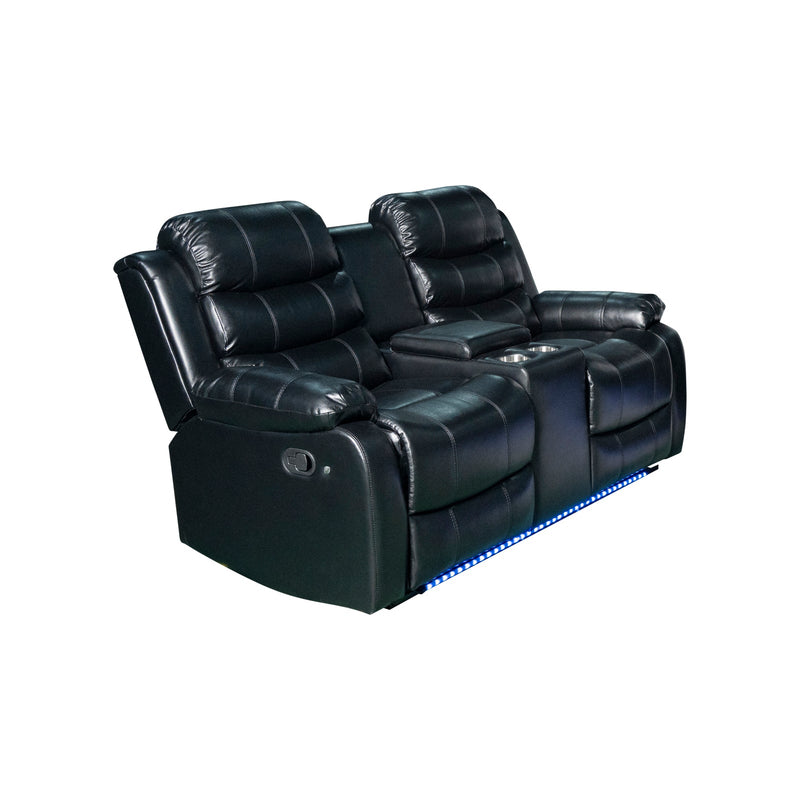 Chelsea 3R+2R Seater Leatherette Recliner Console & LED Lights