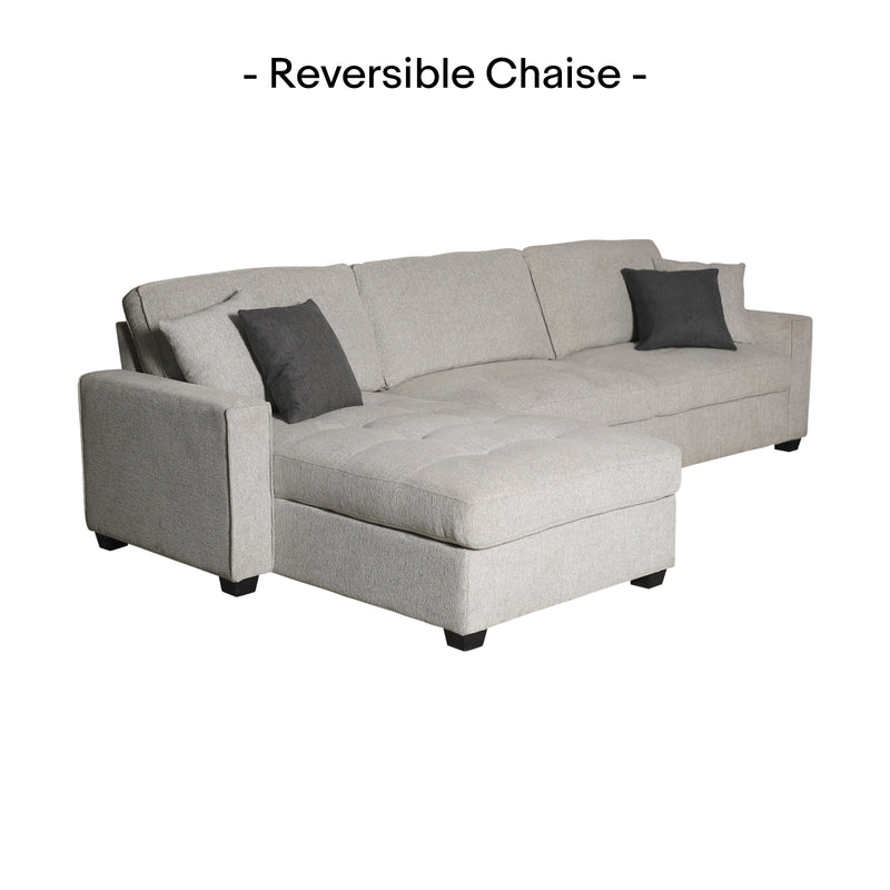 Milano Corner Sofa Chaise Reversible Polyester Fabric Multilayer Two Pillows Attached Individual Pocket Spring