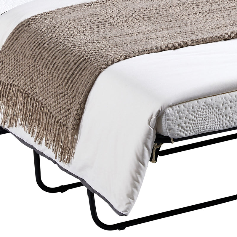 Harper Multifunctional 3 Seater Sofa Bed Fabric Upholstery Wooden Structure in Blue