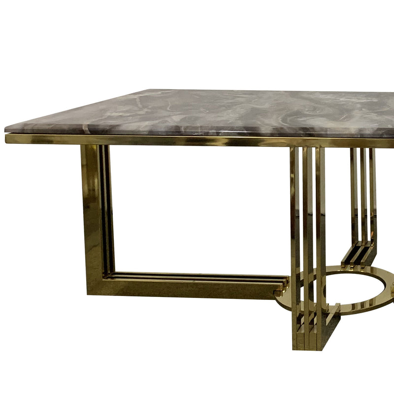 Daisy Coffee Table Marble Mosaic Style Top Sturdy Feet Stainless Gold