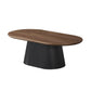 Nova Coffee Table with Walnut Veneer Top & Black Fluted Pedestal Base