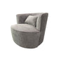 Miami Arm Chair Grey Fabric Upholstery Stripe Design Wooden Structure Rotating Metal Chassis