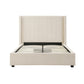 Alexa High Rise Headboard Beige Linen Fabric Four MDF Drawers with Wheels Bed Frame