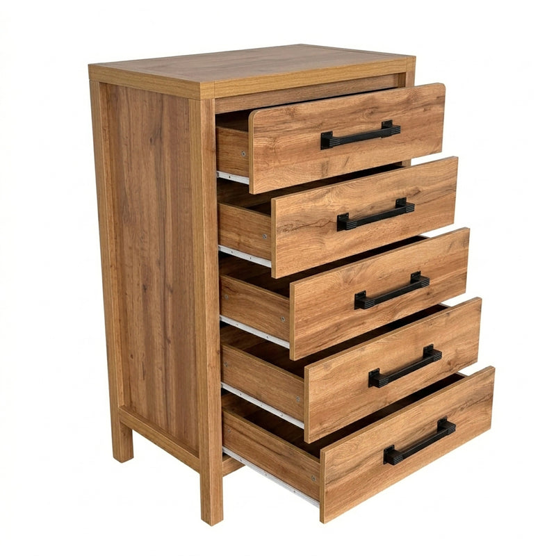 Toffee Bedroom Suite – 5/4 Piece Set with Dresser & Tallboy in Oak Finish