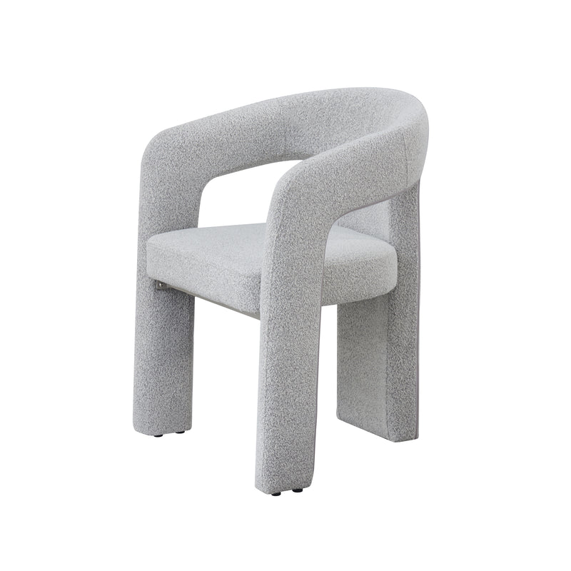 Zara Linen Dining Chair with Sculptural Curved Design in Grey
