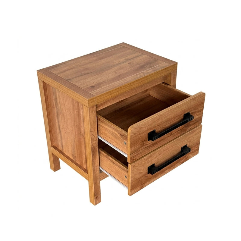 Toffee Timber Look Bedside Table with Drawers