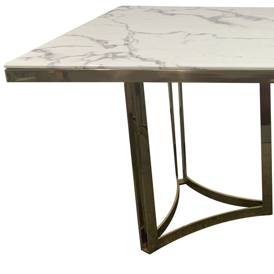 Fancy Dining Table Stainless Gold Frame & Top Marble in Multiple Colour