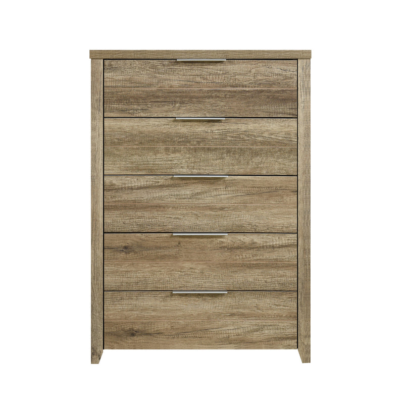 Cielo Natural Wood Like MDF 5 Drawers Tallboy in Multiple Colour
