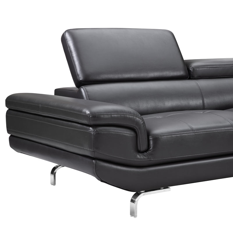 Vienna 5-Seater Grey Leatherette Corner Sofa with Chaise