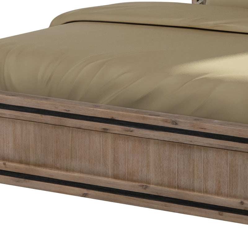 Seashore Silver Brush Colour Bed Frame with Black Border In Solid Acacia Timber in Multiple Sizes