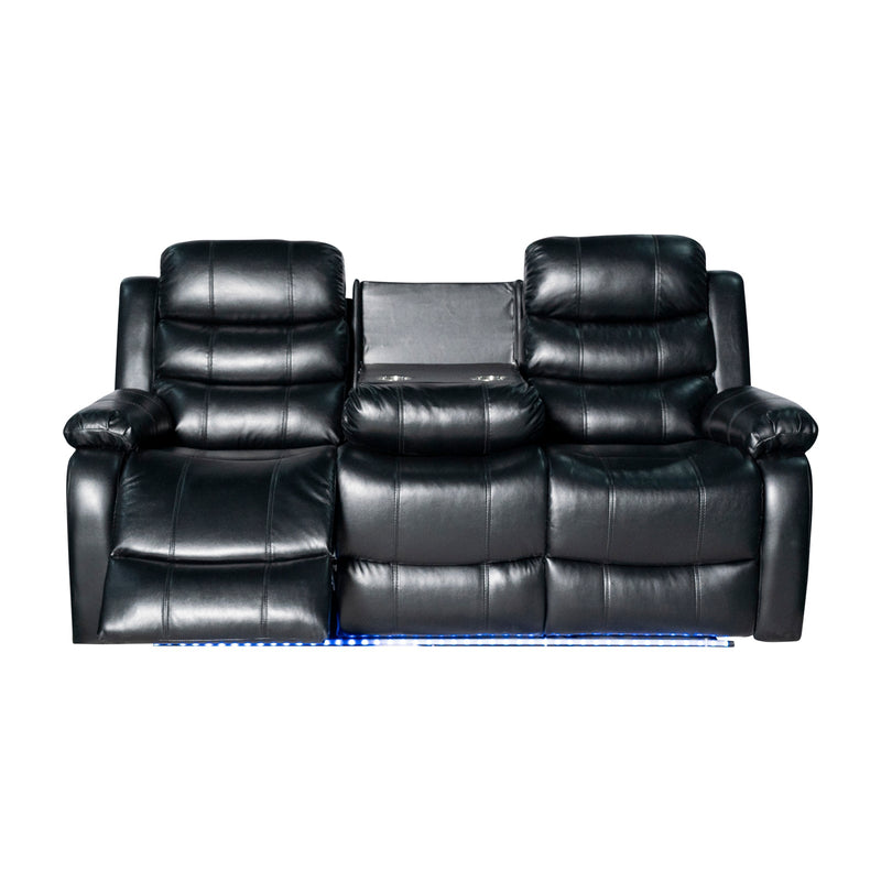 Chelsea 3R+1R+1R Seater Leatherette Recliner Console & LED Lights