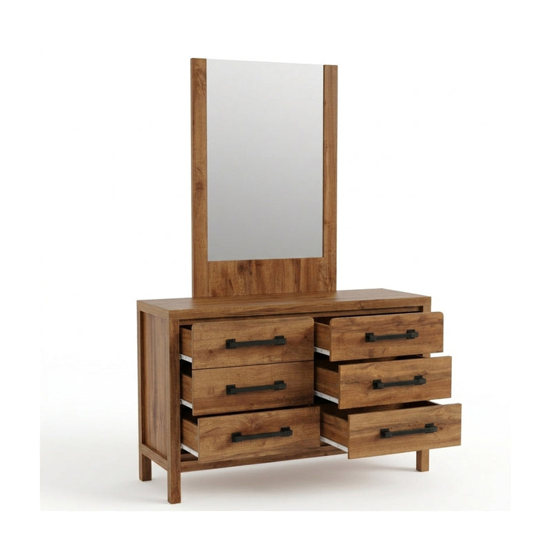 Toffee Timber Look Dresser with Mirror