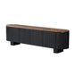 Nova TV Cabinet with Walnut Veneer Top & Black Fluted Finish