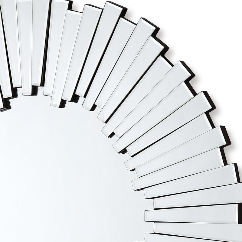 Dallas Wall Mirror Clear Image MDF Construction Round Shape Silver Colour