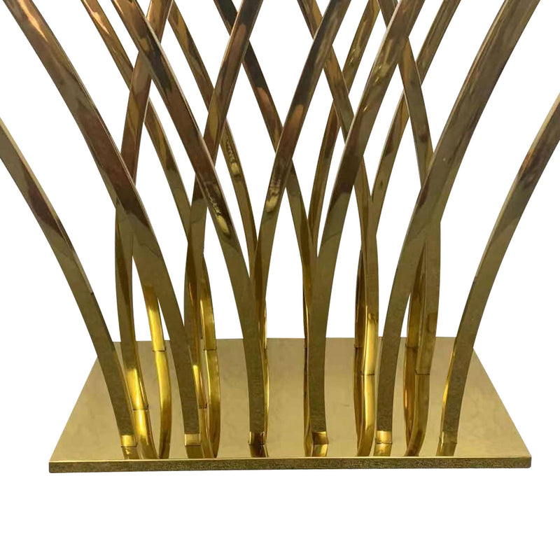 Diana Hall Table White Faux Marble Top and Spiral Stainless Gold Frame