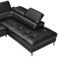 Vienna 5-Seater Black/Grey Leatherette Corner Sofa with Chaise