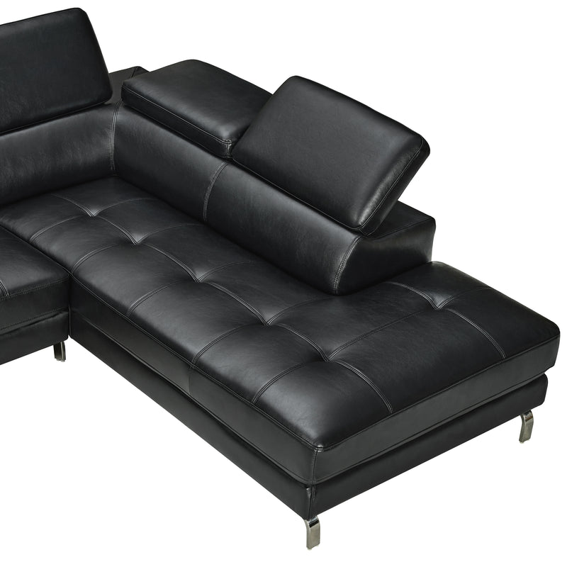 Vienna 5-Seater Black/Grey Leatherette Corner Sofa with Chaise