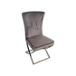 Barbud 2x Dining Chairs Grey Fabric Upholstery Beautiful Quilting Silver Colour Legs