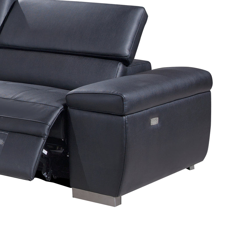 George Genuine Leather Recliner Chaise Sofa with Electric Headrest