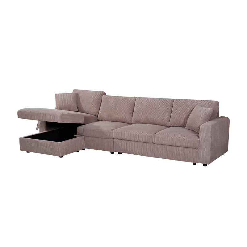 Iris 5-Piece Modular Corduroy Sofa with Storage Chaise