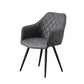 Cove 2x Dining Chairs – Grey Fabric, Grid Pattern, Powder-Coated Frame