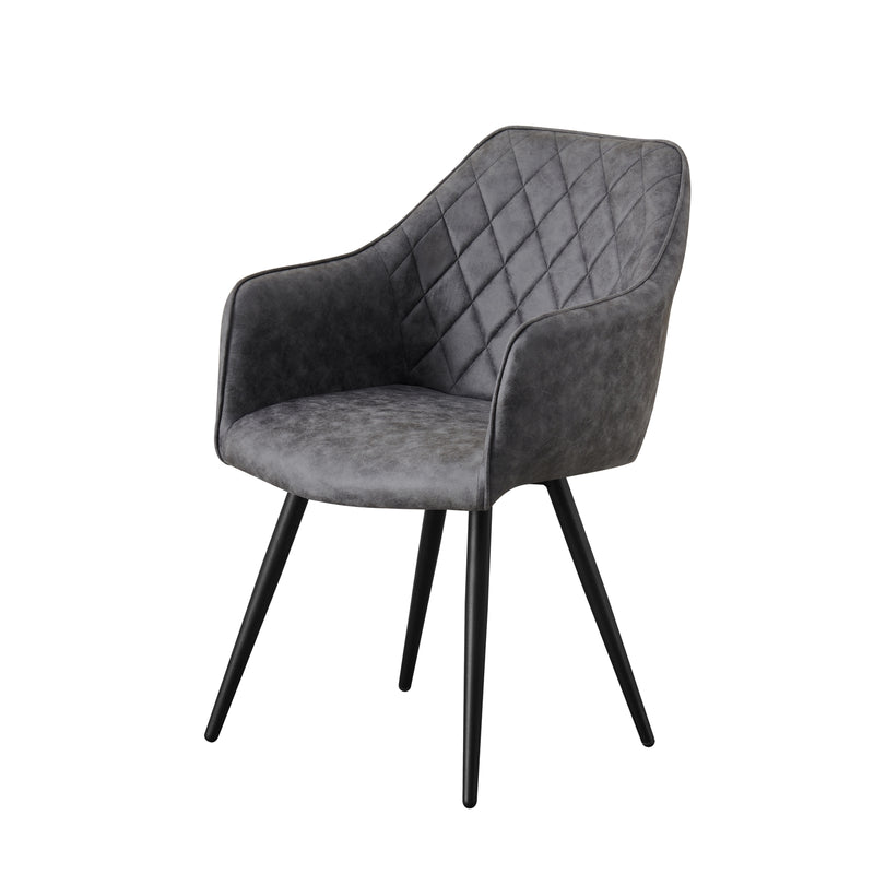Cove 2x Dining Chairs – Grey Fabric, Grid Pattern, Powder-Coated Frame