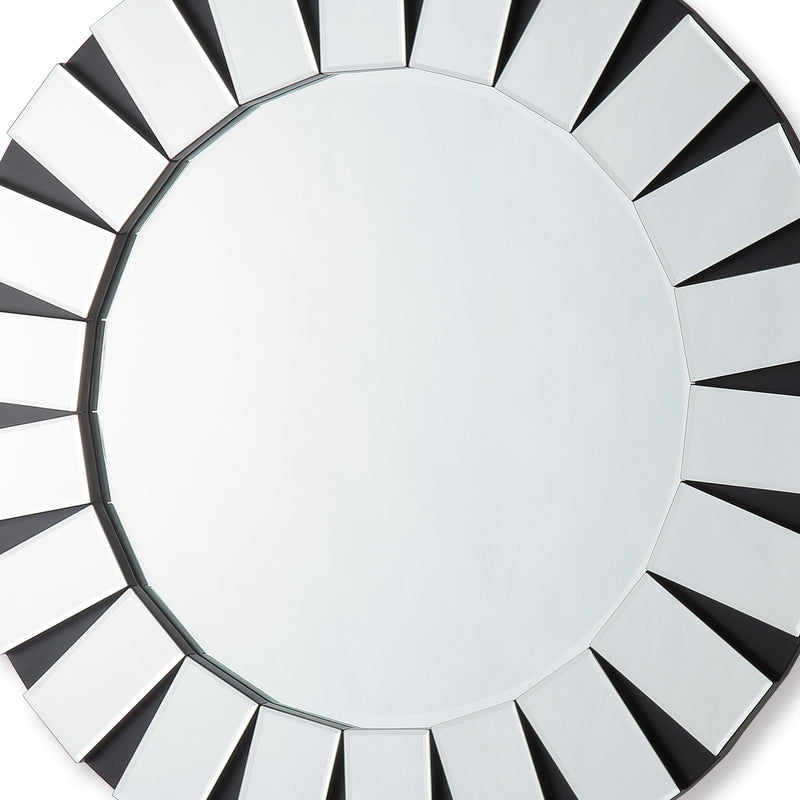 Angel Wall Mirror MDF Round Shape Combination of Black & Silver Colour