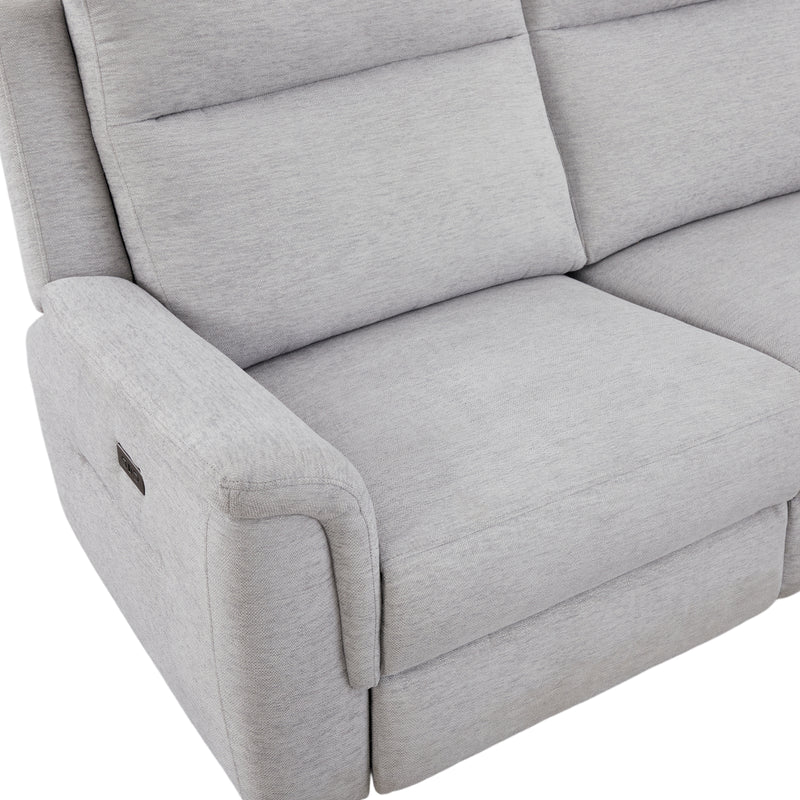 Loui Grey Fabric Electric Recliner Chaise Sofa with Storage