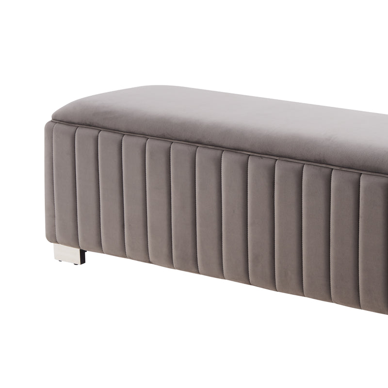 Mercer Bench Chair Fabric Padded Upholstered Seat Stainless Steel Feet