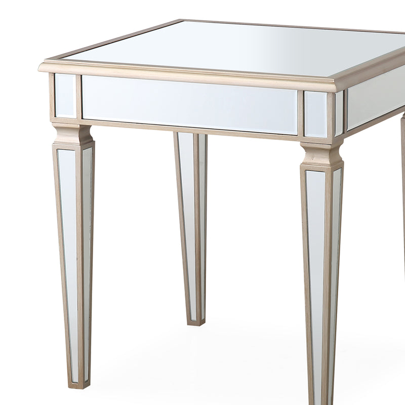 Antique Gold Mirrored Lamp Table MDF Construction with Wooden Legs