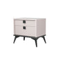 Maxwell Bedside Table MDF Particle Board with Melamine Finishing 2 Drawers Metal Handles & Legs