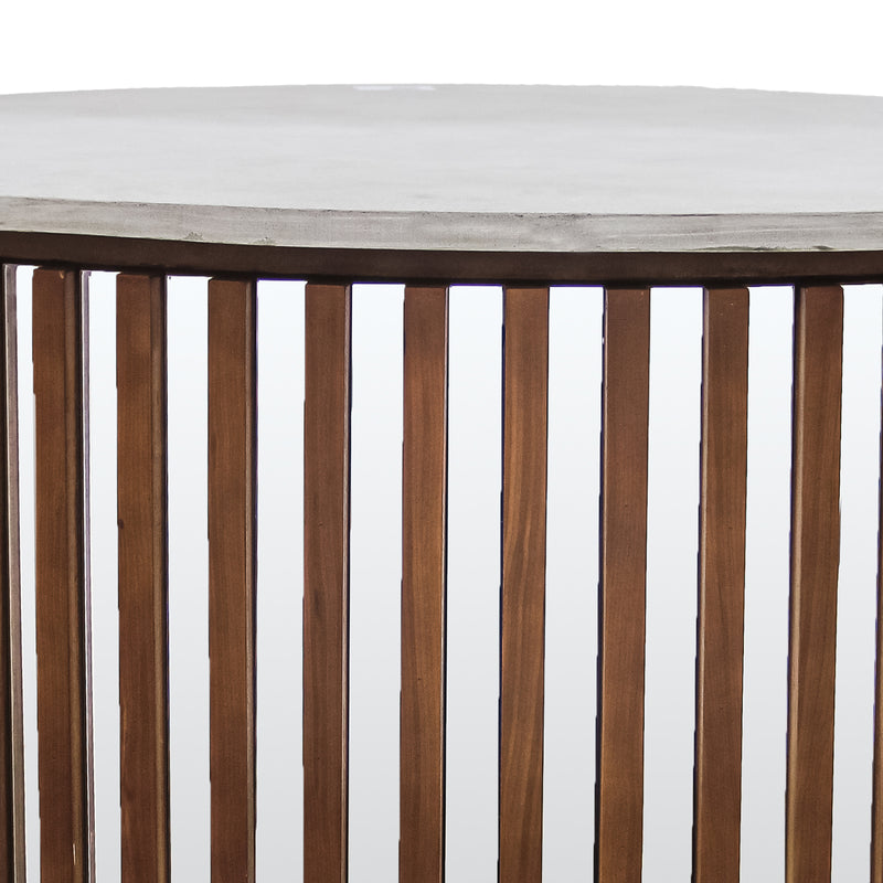 Rico Coffee Table Round Shaped Top MDF Silver Mirror Micro cement Brown Base