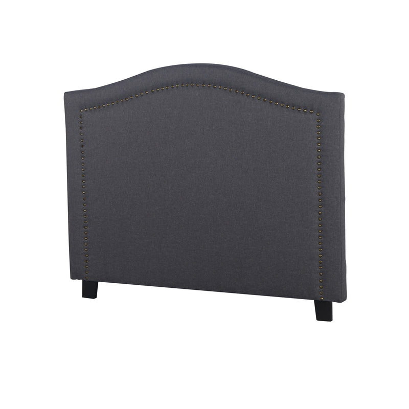 Carla Queen Charcoal Headboard with Curved Shape & Metal Studs